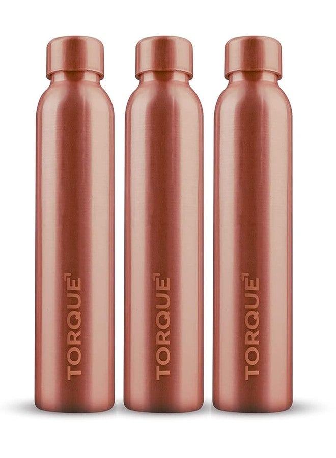 Torque Pure Copper Water Bottle 1+ Litre - 1000 ML | 100% Pure | Copper Bottles 1 Litre for Kids School Office Gym Sport Gift Drinking Water - Pack of 3 - Image 1
